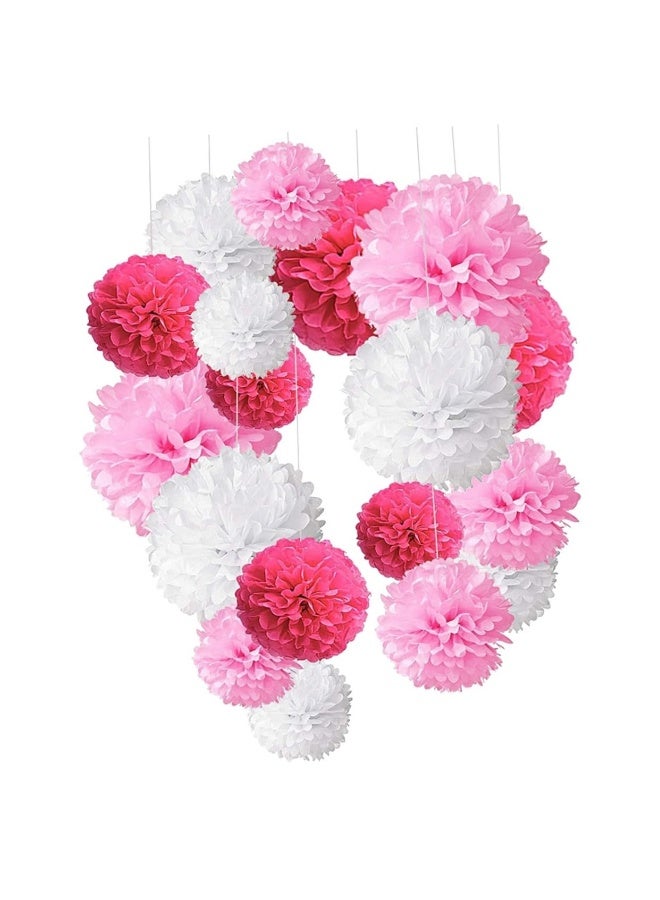 موردلي مجموعة من 18 قطعة من لوازم القلادة للحفلات ومجموعة من الزهور الورقية لتزيين السقف وزينة الزفاف وديكور الزفاف وديكور الزهور وديكور ورقي للحفلات وديكورات كرات ورقية معلقة باللون الوردي - Image 3